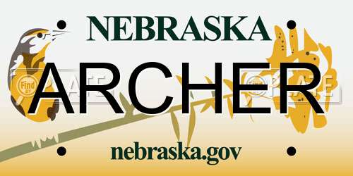 ARCHER Nebraska License Plate