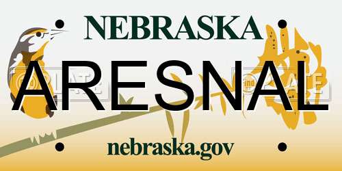 ARESNAL Nebraska License Plate