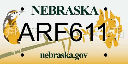 ARF611 Nebraska License Plate