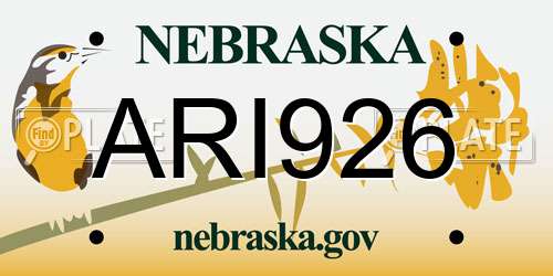 ARI926 Nebraska License Plate