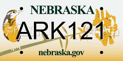 ARK121 Nebraska License Plate