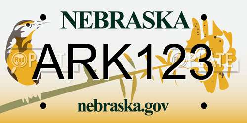 ARK123 Nebraska License Plate