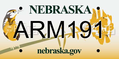 ARM191 Nebraska License Plate