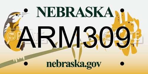 ARM309 Nebraska License Plate