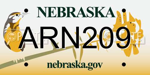 ARN209 Nebraska License Plate
