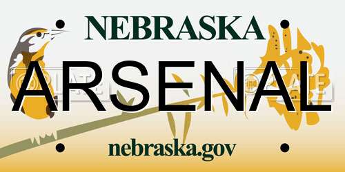 ARSENAL Nebraska License Plate