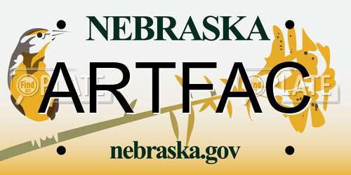 ARTFAC Nebraska License Plate