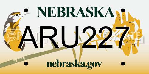 ARU227 Nebraska License Plate