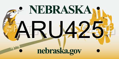 ARU425 Nebraska License Plate