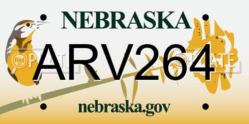 ARV264 Nebraska License Plate
