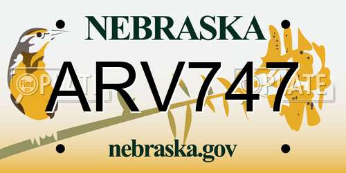 ARV747 Nebraska License Plate