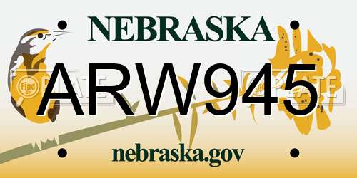 ARW945 Nebraska License Plate