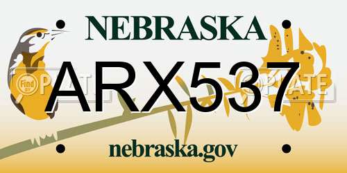ARX537 Nebraska License Plate
