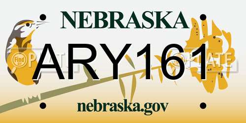 ARY161 Nebraska License Plate