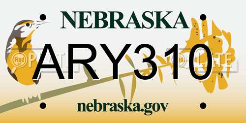 ARY310 Nebraska License Plate