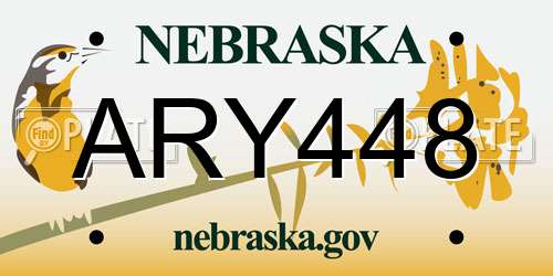 ARY448 Nebraska License Plate