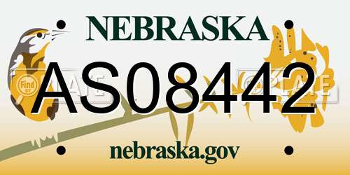 AS08442 Nebraska License Plate
