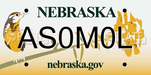 AS0M0L Nebraska License Plate