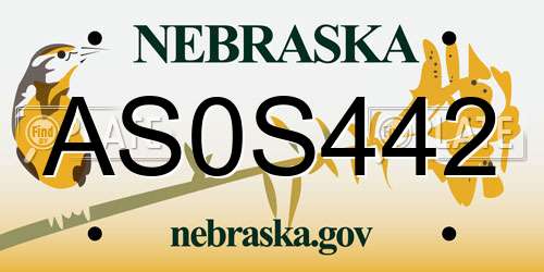 AS0S442 Nebraska License Plate