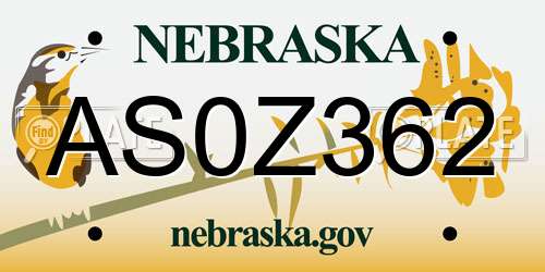 AS0Z362 Nebraska License Plate