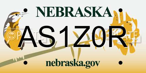 AS1Z0R Nebraska License Plate