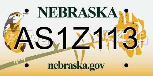 AS1Z113 Nebraska License Plate