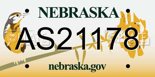 AS21178 Nebraska License Plate