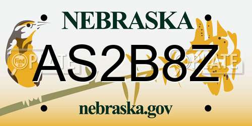 AS2B8Z Nebraska License Plate