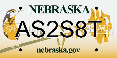AS2S8T Nebraska License Plate