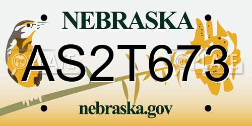 AS2T673 Nebraska License Plate