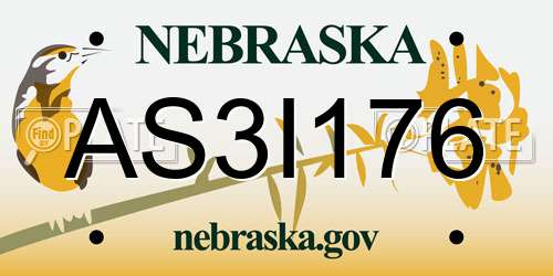 AS3I176 Nebraska License Plate