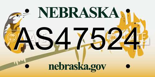 AS47524 Nebraska License Plate