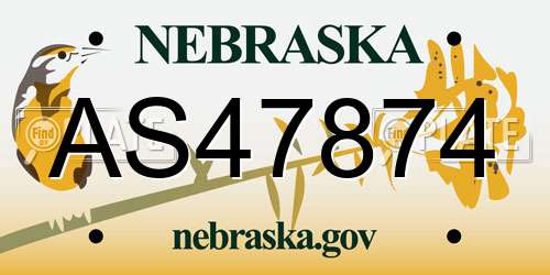 AS47874 Nebraska License Plate