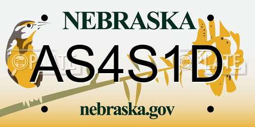 AS4S1D Nebraska License Plate