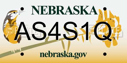 AS4S1Q Nebraska License Plate