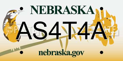 AS4T4A Nebraska License Plate