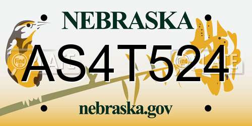AS4T524 Nebraska License Plate