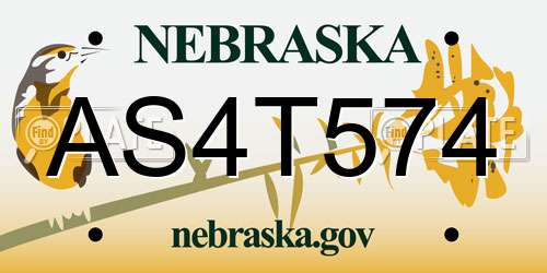 AS4T574 Nebraska License Plate