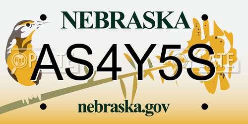 AS4Y5S Nebraska License Plate