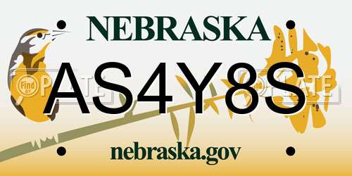 AS4Y8S Nebraska License Plate