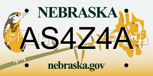 AS4Z4A Nebraska License Plate