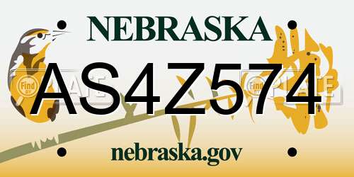 AS4Z574 Nebraska License Plate
