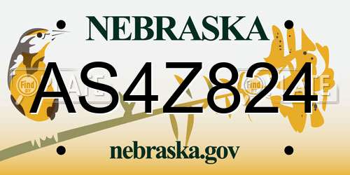 AS4Z824 Nebraska License Plate