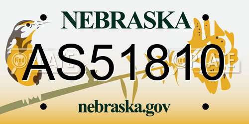 AS51810 Nebraska License Plate