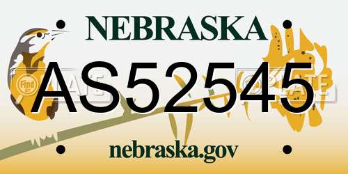 AS52545 Nebraska License Plate