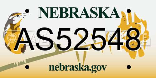 AS52548 Nebraska License Plate