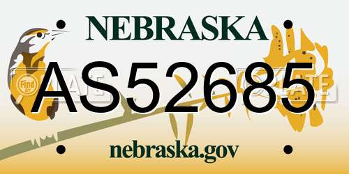AS52685 Nebraska License Plate