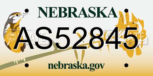 AS52845 Nebraska License Plate