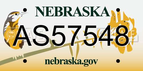 AS57548 Nebraska License Plate