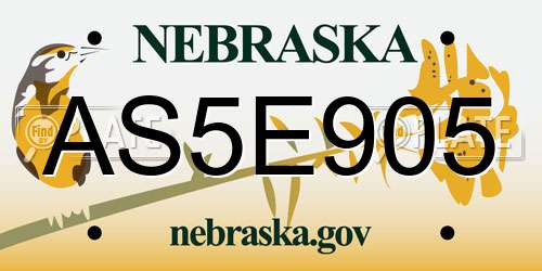 AS5E905 Nebraska License Plate